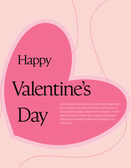 Happy Valentine's Day banner design with modern red color typography vector illustration. Romantic wallpaper with decorative hearts elements to celebrate Valentine Day on 14 February