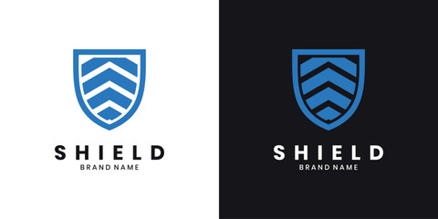 Modern blue shield security logo design