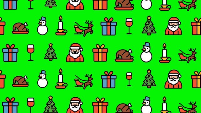 Christmas pattern with holiday icons, perfect for festive cards, gift wrap, or social media posts. Traditional and cheerful design elements.