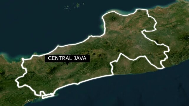 Map of the Indonesian province of Central Java seen from above