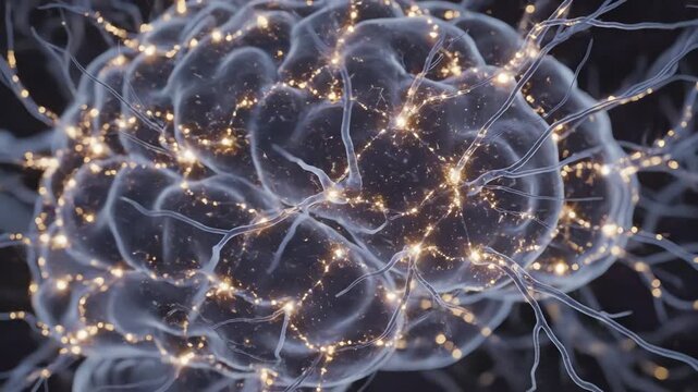 Dopamine modulation inside the prefrontal cortex, showing finely branched dendrites lighting up in patterns that represent decision-making and reinforcement learning