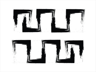 Fototapeta premium Horizontal Brush Stroke Key or Meander Pattern Border, Grunge Greek Geometric Ornament Design Element Vector Illustration 