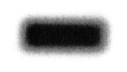 Plakat Macro halftone print of a dense rectangular black block fading softly into lighter dots toward the edges on a transparent background. When slightly unfocused, it resembles a shadow