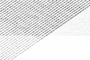 Macro halftone of scratchy diagonal lines forming a dark triangular gradient that fades to blank. Black ink marks on a transparent background.
