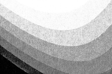Macro photo of printed halftone arcs forming a soft layered gradient from light to dark. Black diagonal dots and lines on a transparent background.