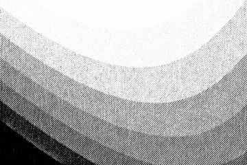 Macro photo of printed halftone arcs forming a soft layered gradient from light to dark. Black diagonal dots and lines on a transparent background.