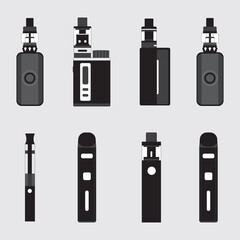 Collection of Modern Electronic Cigarettes and Vaping Devices