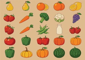 Fototapeta premium Vibrant Assortment of Fresh Fruits and Vegetables, Ready for Healthy Eating and Culinary Creations