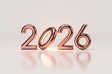 Modern 2026 rose gold numbers with elegant warm glow and minimal luxury aesthetic