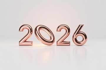 Luxury 2026 rose gold digits with soft warm lighting for elegant minimal celebration design