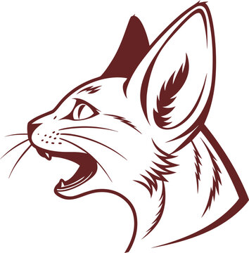 Fierce Cat Head Profile Illustration
