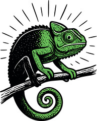 Vintage Chameleon Lizard Vector Graphic Design