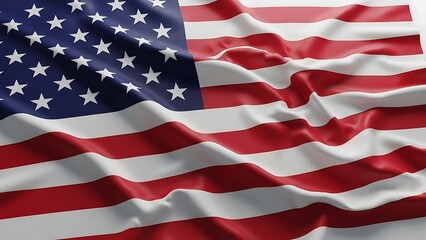 Obraz premium Vibrant American flag gracefully waving in the breeze with realistic fabric folds and patriotic symbolism