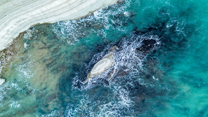 Obraz premium scala dei turchi Beautiful white beach from above drone shot pretty blue ocean sea 