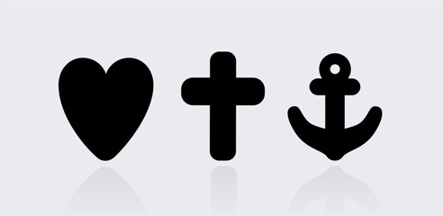 Faith Love Hope Symbols  Icons Christian Modern Flat Vector