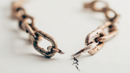 Broken Chain as Symbol of Emotional Separation or Relationship Break in Minimalist Style