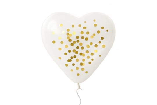 White heart balloon with golden confetti celebrating love - Powered by Adobe