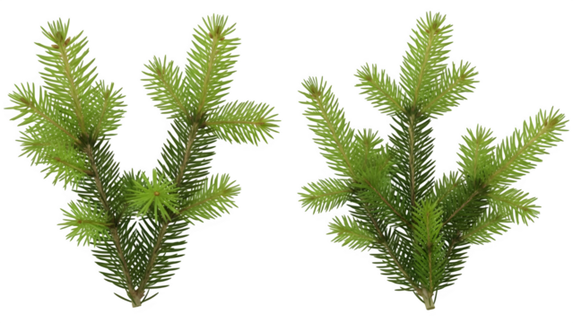 Realistic green spruce branches isolated elements for seasonal designs and festive holiday decorations isolated on transparent background - Powered by Adobe