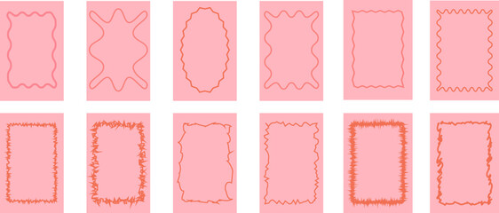 Watercolor mediterranean wedding frame set vector cute hand drawn brushstroke wavy line border print. Italian coastal blue vintage poster, ornamental marine aesthetic postcard. 