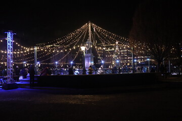 Obraz premium Festive Ice Skating Rink in Stockholm Winter Holiday Scene