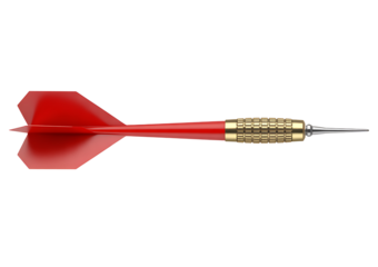 Red dart with gold barrel and sharp silver tip isolated on transparent background ready for games accuracy competition or leisure activity