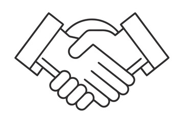 Naklejka premium Simple and clean handshake line-art icon representing partnership, teamwork, agreement, and business collaboration. Ideal for use in corporate branding, presentations, websites, mobile apps, marketing