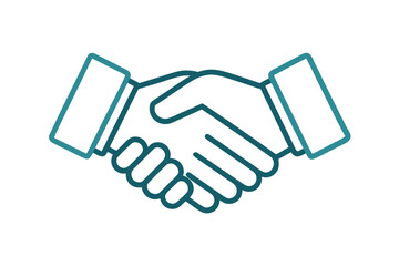 Obraz premium Simple and clean handshake line-art icon representing partnership, teamwork, agreement, and business collaboration. Ideal for use in corporate branding, presentations, websites, mobile apps, marketing