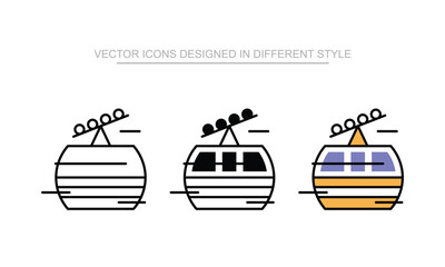Ski Lift vector icon stock isolated on white sheet