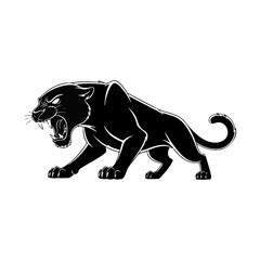 Angry leopard cartoon character growling silhouette, vector art