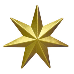 Golden Christmas star isolated on white background