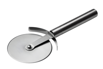 shiny pizza cutter. Isolated on transparent background, png
