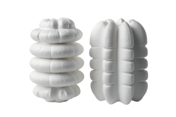 Two white foam rollers for fitness and muscle massage  . Isolated on transparent background, png