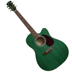 Emerald Acoustic: Captivating image of a glossy green acoustic guitar. Ideal for music enthusiasts, musicians, and anyone seeking a visual representation of musical artistry.