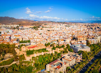 Alcazaba Fortress aerial panoramic view in Malaga