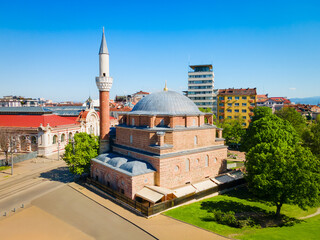 Banya Bashi Mosque, Central Sofia Market aerial view