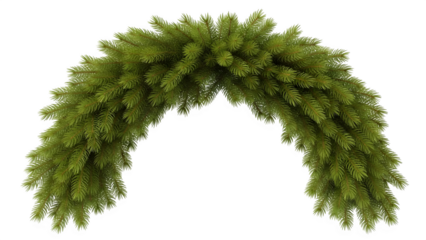 Realistic lush green cypress garland archway isolated element for seasonal decor and festive event design isolated on transparent background