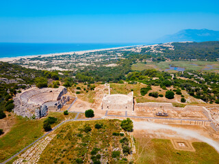 Patara ancient city aerial panoramic view, Turkey
