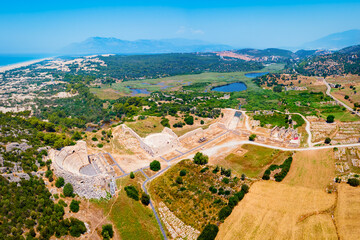 Patara ancient city aerial panoramic view, Turkey