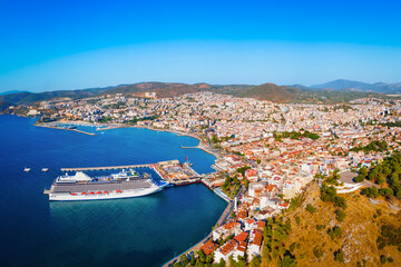 Kusadasi city aerial panoramic view in Aydin Province, Turkey