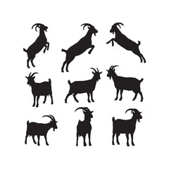 Goat Silhouettes Collection,Goats Silhouettes,Vector Goat Silhouettes,Farm Goat Silhouettes,goat vector