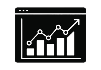 A digital data graph icon showing a clear upward trend and business success
