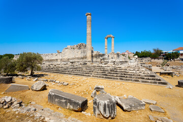 Temple of Apollo ruins at Didyma ancient sanctuary in Didim city in Turkey