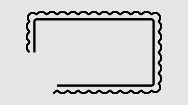 Geometric decorative frames or stickers in the shape of a rectangle with a wavy or zigzag edge graphic animation. Alpha channel. Transparent background motion