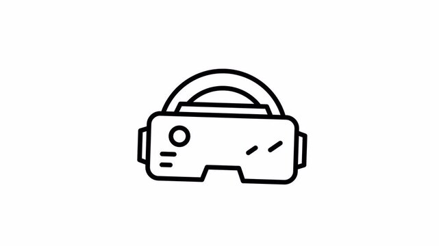 VR Headset Animated Line Icon for Virtual Reality, Augmented Reality, Metaverse, and Immersive Digital Technology. Future Tech Concept.