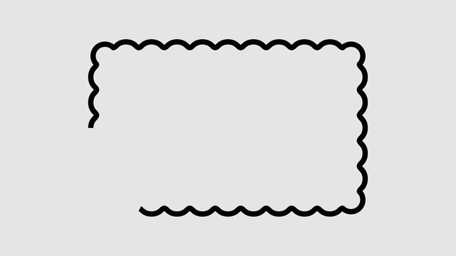 Geometric decorative frames or stickers in the shape of a rectangle with a wavy or zigzag edge graphic animation. Alpha channel. Transparent background motion