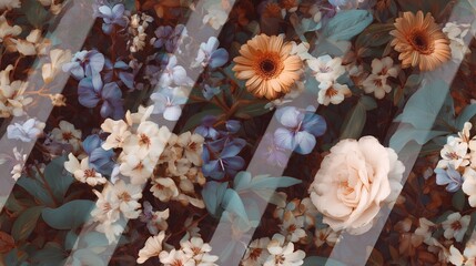 Colorful flowers in a garden are arranged with patterns and shapes for visual interest