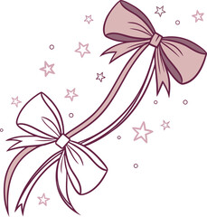 Set of hand-drawn bow ribbons, perfect for festive gift box