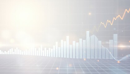 Positive trajectory upward trend of financial bars and fluctuating line graph data visualization