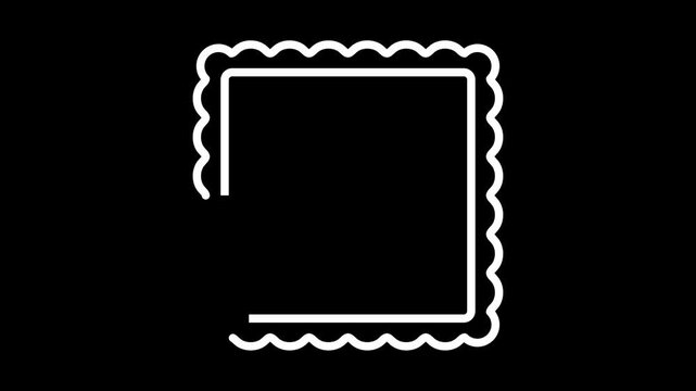 Geometric decorative frames or stickers in the shape of a square with a wavy or zigzag edge graphic animation. Alpha channel. Transparent background motion