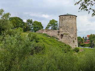 Pskov, Russia, July 6, 2025. The Gremyachya Tower of the old fortress on the right bank of the river.